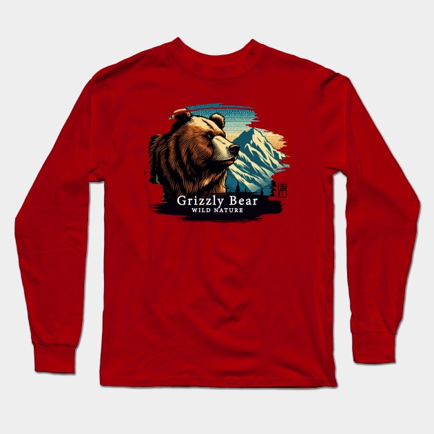 Grizzly Bear - WILD NATURE - GRIZZLY -8 Long Sleeve T-Shirt by ArtProjectShop